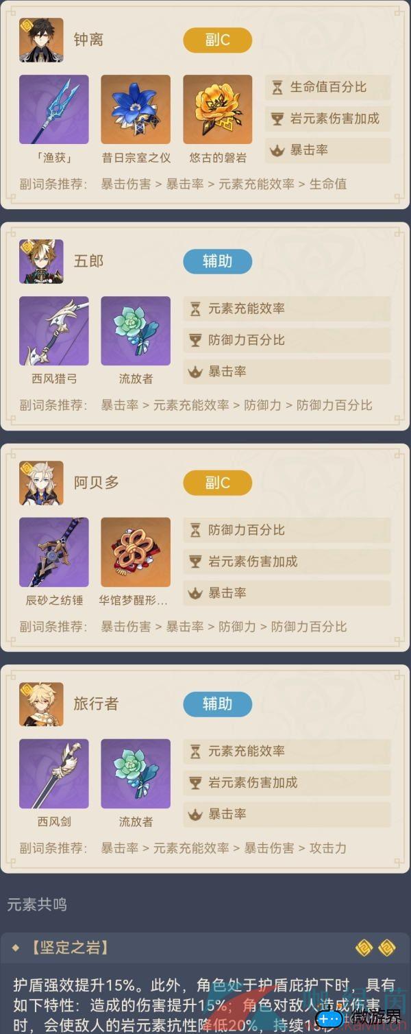 《原神》钟离四岩纯技能输出队攻略(原神钟离双岩阵容)