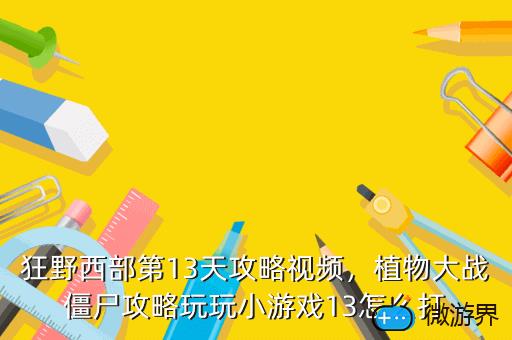 狂野西部第13天攻略视频，植物大战僵尸攻略玩玩小游戏13怎么打