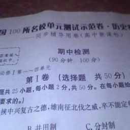 全国100所名校单元测试示范卷历史答案(1--13)