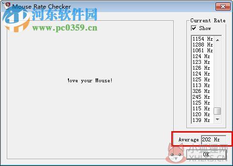 mouse rate checker中文版(鼠标接口传输率检测工具) 下载 1.1 免费版