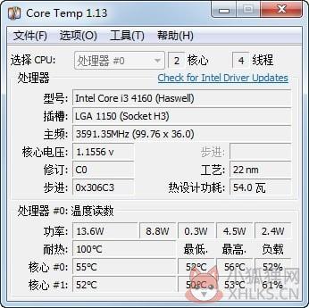CoreTemp(CPU数字温度传感器) V1.17.1 简体中文版
